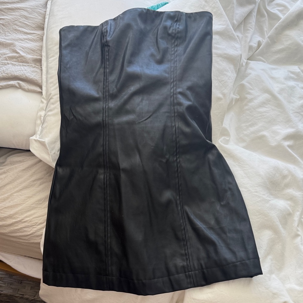 Princess Polly Black Faux Leather Strapless Mini Dress